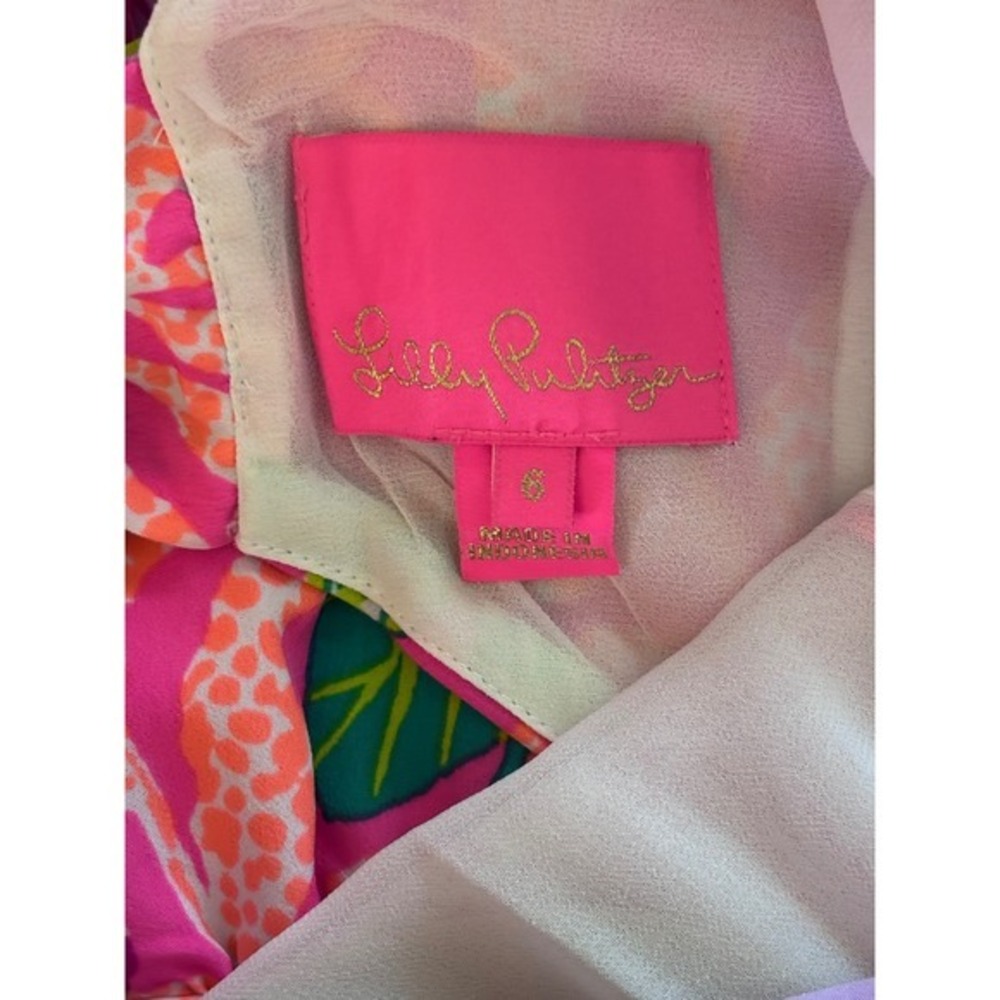 Lilly Pulitzer Grace Midi Dress Pink Isle Best of Friends Tie Back Sz 6 $258 - Picture 4 of 10